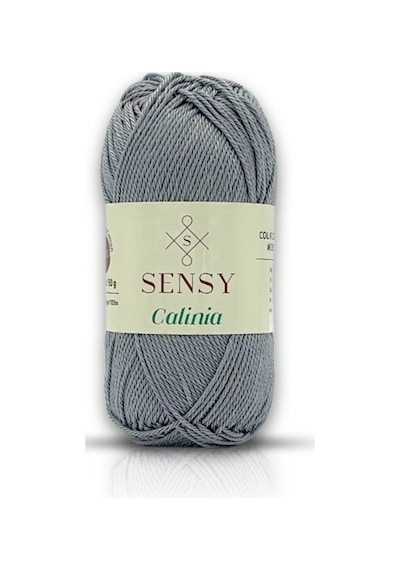 Sensy Calinia 100% Merserize Pamuk Örgü İpi, Dantel İpi, Tığ İpi, Giza Mısır Pamuğu İp Gri