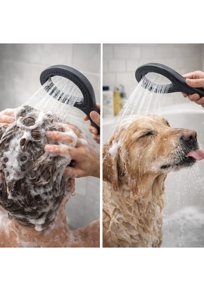 Simit Duş Başlığı Sert Plastik, 150 Cm Paslanmaz Çelik Hortumlu El Duşu, Yüksek Basınçlı Su Tasarruflu Duş Seti, Ergonomik Tutma Saplı Banyo Duş Başlığı