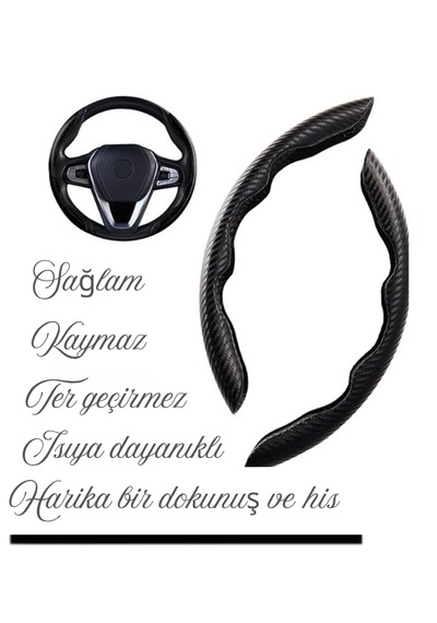 Karbon Fiber Direksiyon Kılıfı Siyah-gri Parçalı Direksiyon Kılıfı Siyah - Gri