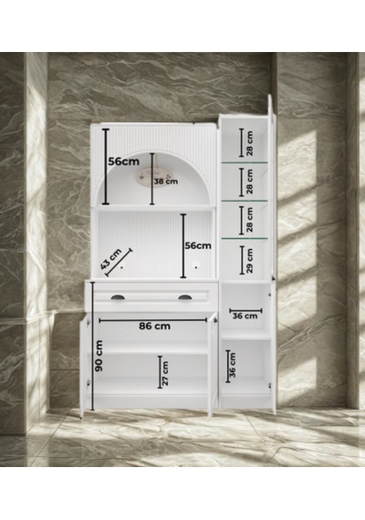 Lureo Nera Arch Gold Sağ Vitrinli Kahve Köşesi Led Aydınlatmalı Komple Mdf Premium Kahve Ünitesi Beyaz Lureo Nera Arch Gold Sağ Vitrinli Kahve Köşesi Led Aydınlatmalı Komple Mdf Premium Kahve Ünitesi Beyaz