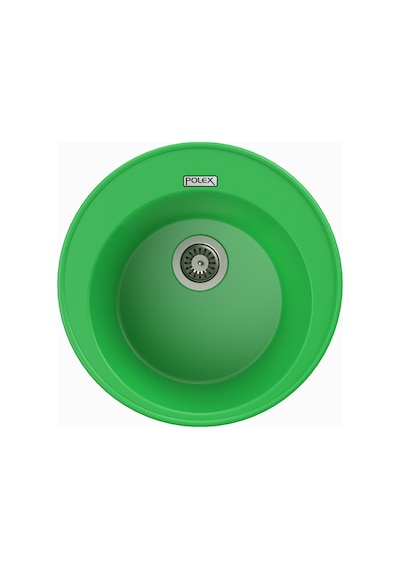 Polex Cristalüx Granit Evye P-06 Yeşil Tezgah Altı Ve Tezgah Üstü Oval Mutfak Evyesi 51.5x51.5 CM