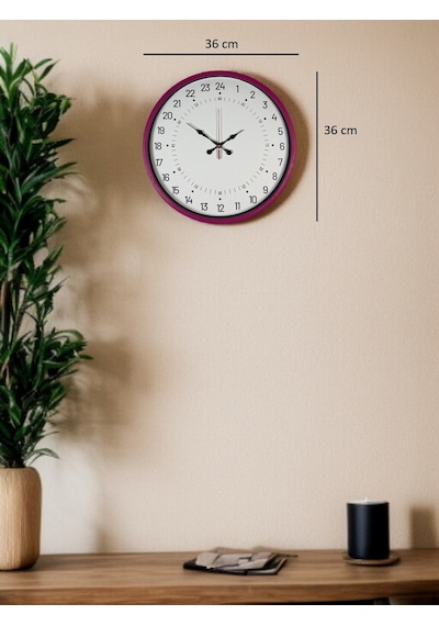 36 Cm Pembe 24 Saat Göstergeli Özel Tasarım Duvar Saati Diğer