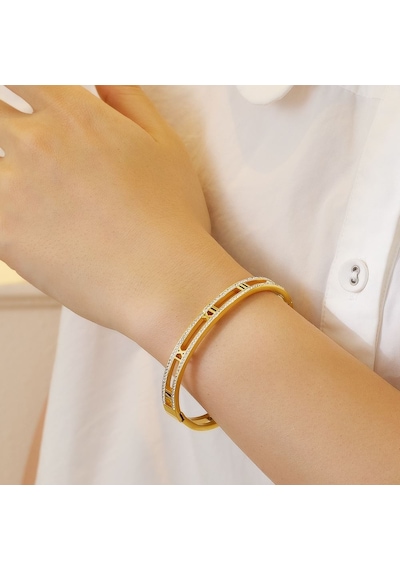 Chavin Gold Çelik Taşlı Bayan Kelepçe Bileklik Eu15sr