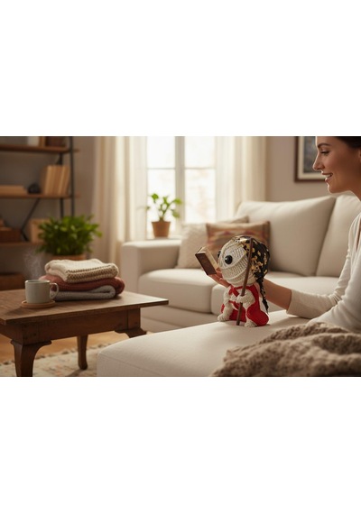 Örgü Tasarımlı Polyester Ninja Voodoo Biblo Savaşçı Figür Dekoratif Obje Genç Odası Hediyelik 18 Cm