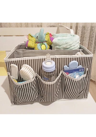 Bebek Beşik Başucu Düzenleyici Kapaklı 5 Bölmeli Organizer 0029