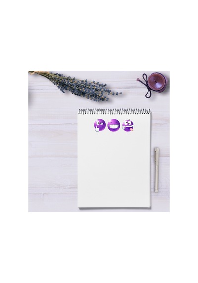 48 Adet Mor Komik Emoji Sticker Seti - Etiket Seti Scrapbook Bullet Journal
