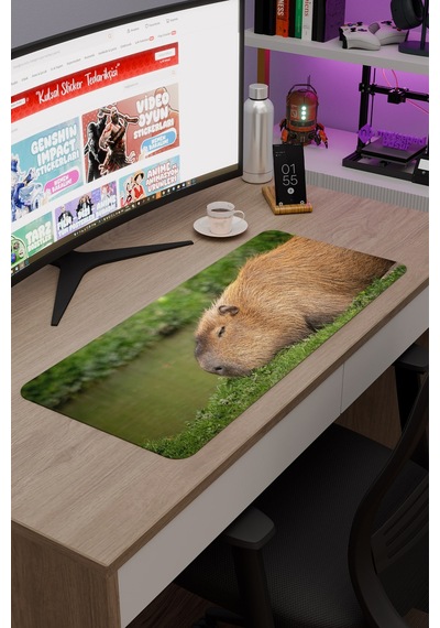 Capybara Kaymaz Dikişli Kauçuk Oyuncu Mousepad V1 - 70x30 Xl Gaming Mouse Pad Fare Altlığı