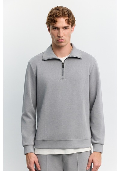 Avva Erkek Gri Dik Yaka Fermuarlı Modal Karışımlı Soft Touch Regular Fit Sweatshirt A62y1271 Avva Erkek Gri Dik Yaka Fermuarlı Modal Karışımlı Soft Touch Regular Fit Sweatshirt A62y1271