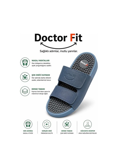 Doctor Fit Refleksoloji Rahatlatıcı,akapunktur Masaj Terliği Mavi Erkek Terliği 43 Numara