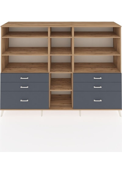 Hyperion Dolap 10 Raflı 6 Çekmeceli 220x44x163 Çam-çam/antrasit Çam-çam/antrasit