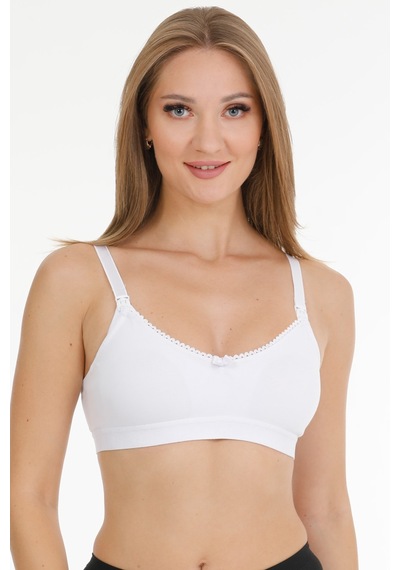 Parlingerie Emzirme Sütyeni Dantelli Kapsız Beyaz