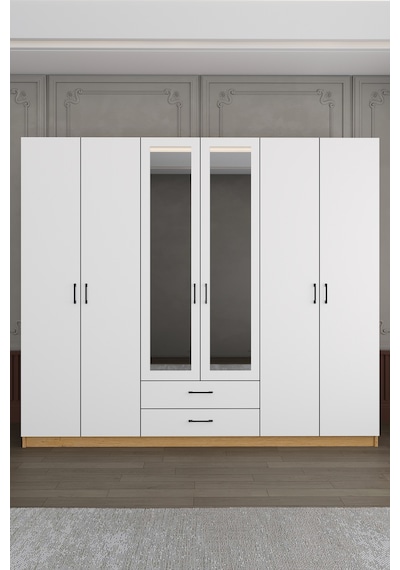 Asra Trend Yatak Odası Takımı 5 Parça %100 Mdf Gardırop Şifonyer Makyaj Masası Komodin Ytk01 Beyaz - Karına
