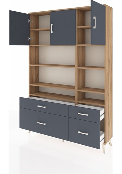 Arges Dolap 10 Raflı 4 Çekmeceli 3 Kapaklı 132x30x195 Çam-antrasit/antrasit Antrasıt/antrasıt Arges Dolap 10 Raflı 4 Çekmeceli 3 Kapaklı 132x30x195 Çam-antrasit/antrasit Antrasıt/antrasıt
