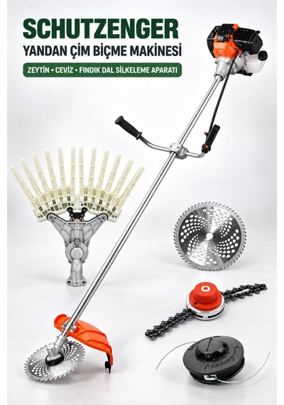 Schutzenger Hq-8 Çim Biçme Makinesi Benzinli 2 Zamanlı Zeytin Fındık Meyve Silkeleme Aparatı Dal Sallama Zinçir Başlıklı