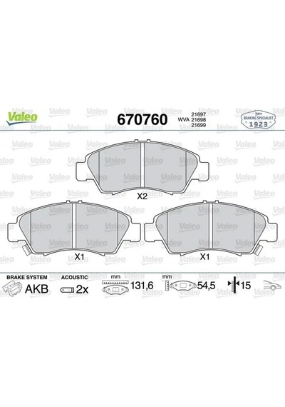 Honda Jazz 3 On Fren Balatasi 1.4 2009-2013 Valeo 670760