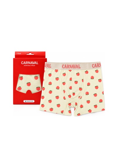 Carnaval Socks Şeftali Desenli Erkek Boxer Pamuklu Likralı Parlak Lastikli Kutulu Krem Çoklu