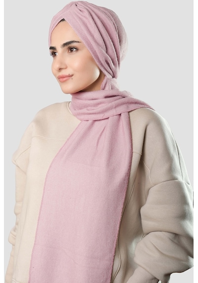 Hürrem Bone Pudra Kışlık Kendinden Atkılı Peluş Tesettür Bone Jakar Düz 2329 06 Pudra