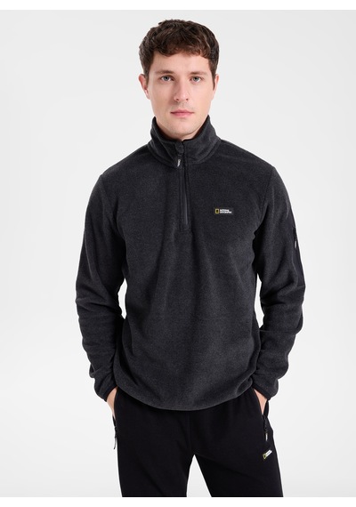 National Geographic N6wm-swt4333 Antrasit Melanj Erkek Dik Yaka Relaxed Polar Sweatshirt