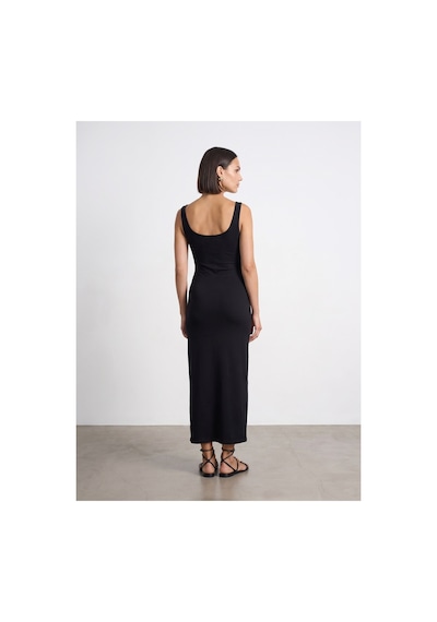 Dilvin 91733 Bra-free Midi Elbise-siyah-16505