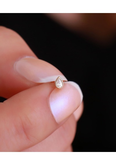 14 Ayar Altın Damla Taştragus Piercing Sarı Altın
