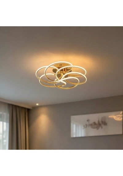 3 Renk Uzaktan Kumandalı Samyeli Model Led Avize Altın