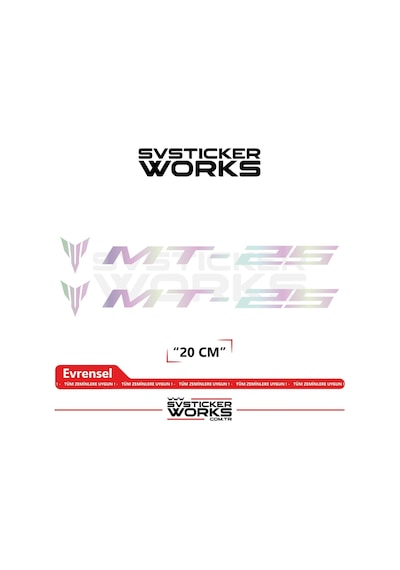 Yamaha Mt-25 Uyumlu Yazı Sticker Yüksek Kalite Özel Kesim Folyo 2'li Set Hologram