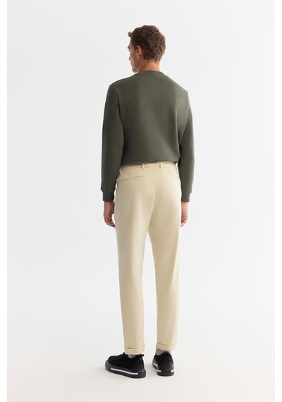Avva Erkek Bej Yanı Lastikli Yumuşak Tuşeli Duble Paça Slim Fit Pantolon A42y3007