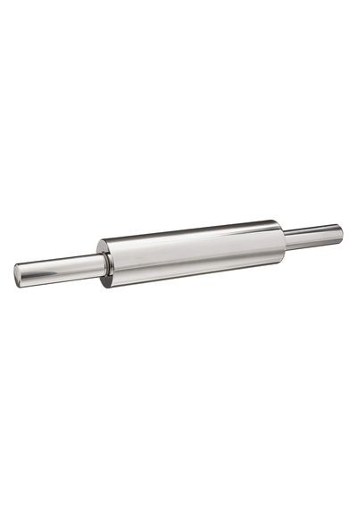 Paslanmaz Çelik Merdane Hamur Açma Rulosu Dönmeli Metal Oklava Ergonomik Saplı Döner Başlıklı Rolling