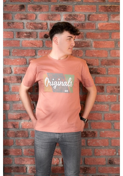 Fbı Jeans Desenli Slimfit Pamuklu Erkek T-shirt Gülkurusu