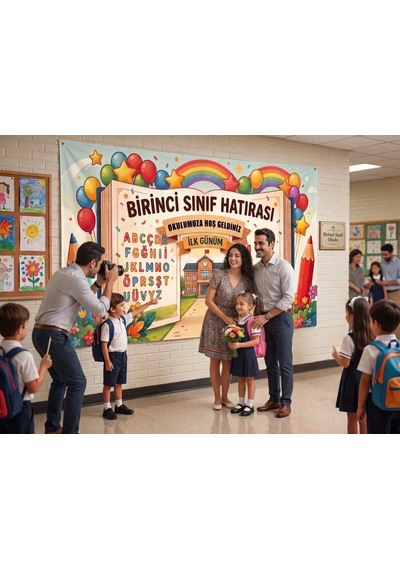 Birinci Sınıf Hatırası Okul Posteri Kendinden Yapışkanlı Duvar Folyosu 200x100 Cm