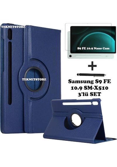 Samsung Galaxy Tab S9 Fe 10.9 Inç Tablet Uyumlu 360 Döner Pu Deri Kılıf Seti Sm-x510 Kılıf