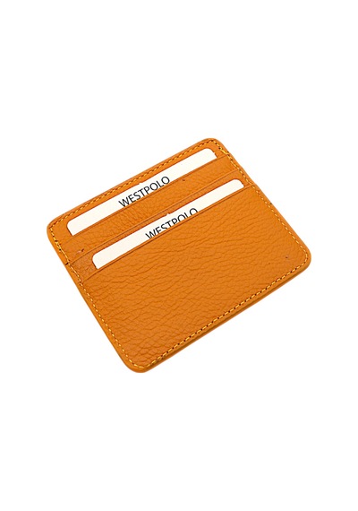 Westpolo Unisex Süper Slim Para Bölmeli Hakiki Deri İnce Kartlık Cüzdan 6 Bölmeli - Hardal Hardal