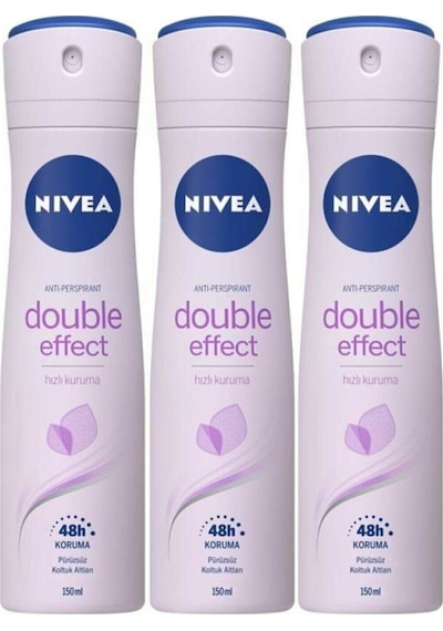 Woman Double Effect Hızlı Kuruma 48h Koruma Pürüzsüz Koltuk Altları Kadın Deodorant X 3 Adet