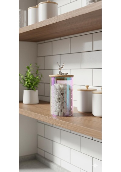 9x15 Cm 1 Adet Gökkuşağı Geyikli Cam Saklama Kavanozu Geyik Başı Gümüş Renk Hava Geçirmez Y-461,gökkuşağı Çok Renkli