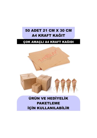 50 Adet A4 Kraft Kağıt 21x30 100 Gr. Yazıcı Uyumlu, Vintage Resim Kağıdı, Çocuk Etkinlik Kağıdı