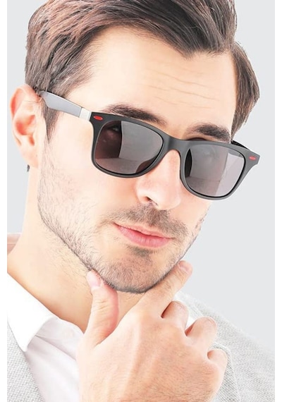 The Roomy Polarize Lens Kırmızı Detaylı Siyah Wayfarer Erkek Güneş Gözlüğü