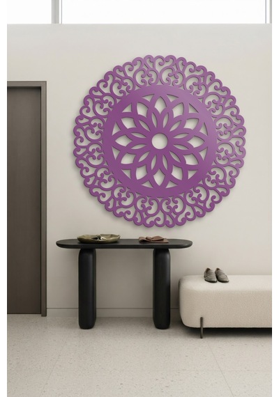 Lotus Mandala Metal Duvar Tablosu - Duvar Sanatı - Duvar Dekoru - Mor