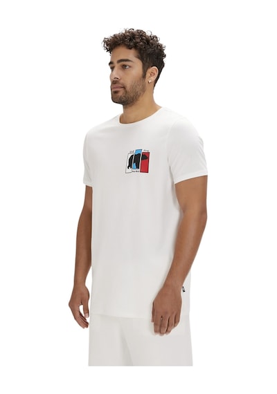 Erkek Baskılı Bisiklet Yaka T-shirt Beyaz