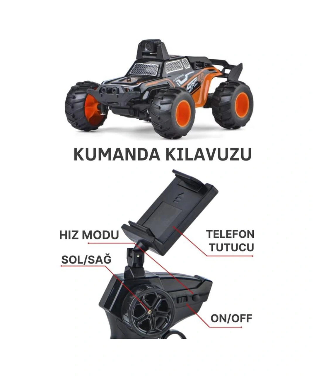 Usb Şarjlı Casus Kameralı Oyuncak Off-road Aracı Turuncu Turuncu