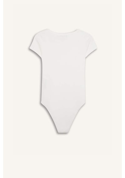 Defacto Yuvarlak Yaka Fitilli Kaşkorse Kısa Kollu Çıtçıtlı Body F1772AX25SM Beyaz