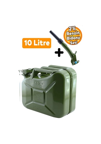 Metal Benzin Bidonu 10 Litre Akaryakıt Mazot Taşıma Doldurma Depolama Bidonu Aktarma Borusu.
