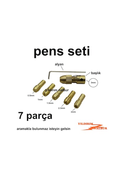 Pens Seti 7 Parça Dramel Mandren İçi Pens Başlık Matkap Ucu