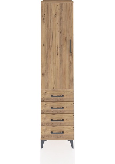 Hyperion Dolap 2 Raflı 4 Çekmeceli Tek Askılı 44x44x195 Çam-çam Çam