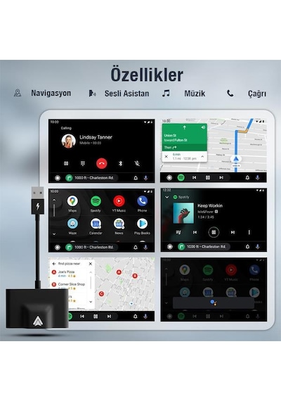 Polham Araç İçi Android Cihazlar İçin Kablosuz Android Multimedya Carplay Adaptörü,Wireless Çevirici