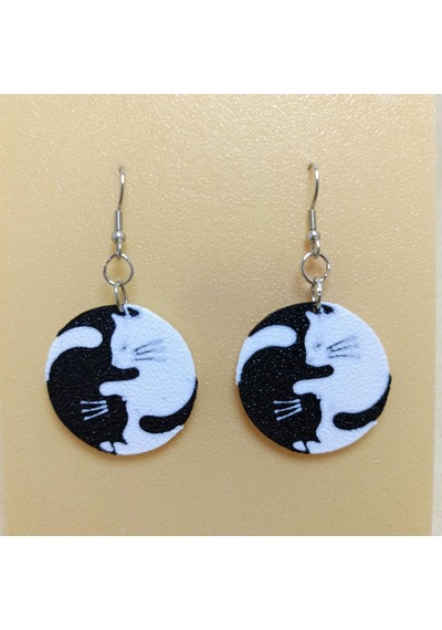 Ying Yang Kedi Küpe çok renkli