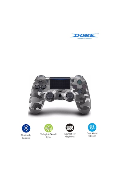 Ps4-pc-android Box-android-Apple Uyumlu iOS Telefon Tablet Titreşimli Bluetooth Oyun Kolu Kamo Gri