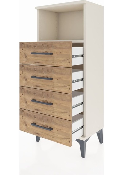 Arges Komodin Tek Raflı 4 Çekmeceli 44x30x106 Aytaşı-çam Aytaşı