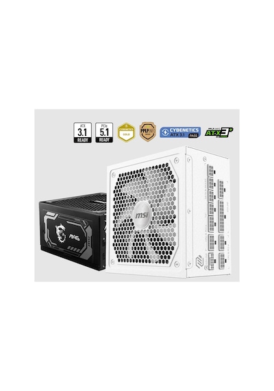 Mag A1000gl Pcıe5 Whıte 1000w 80+ Power Supply