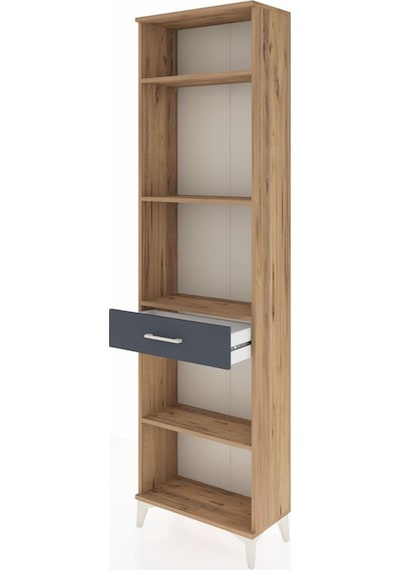 Arges Dolap 4 Raflı Tek Çekmeceli 60x30x221 Çam-antrasit Atlas Çam