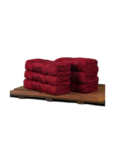 Mulberry Bambu Havlu %100 Organik Bambu Havlu Seti 50 x 90 - 6'lı Paket Premium Ultra Yumuşak Dekoratif Kırmızı